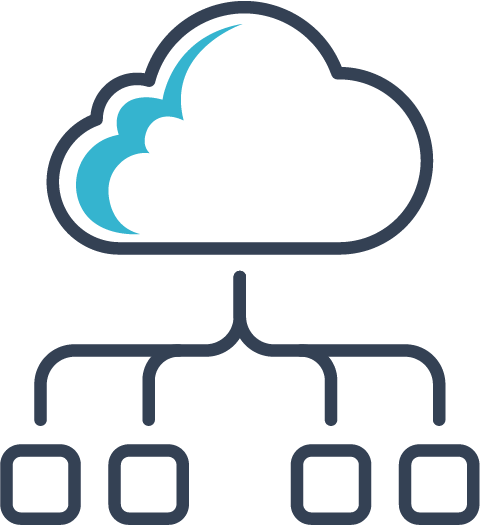 Icon of a cloud connected to four nodes