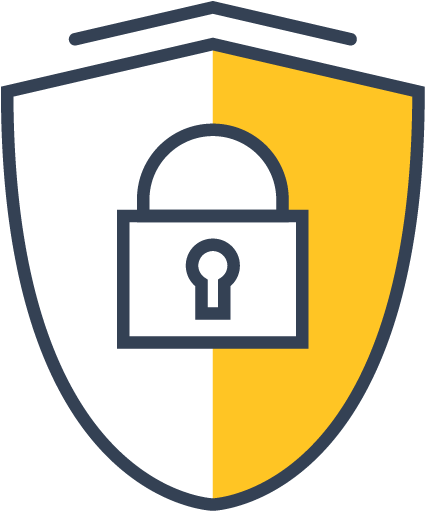Icon of a shield with a secure padlock in th middle