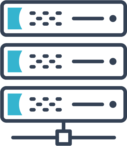 Icon of three servers connected together