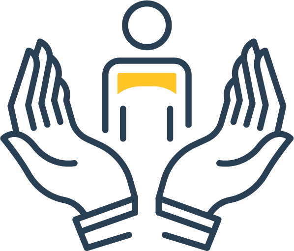 Icon of a pair of hands with a person between them