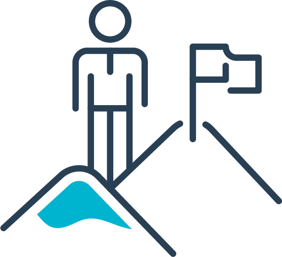 icon of a person climbing a mountain with a flag on the peak