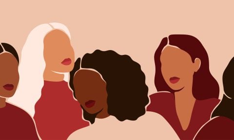 Illustrated style graphic of lots of different women