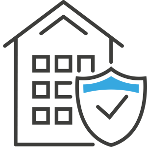 Icon of a building and shield