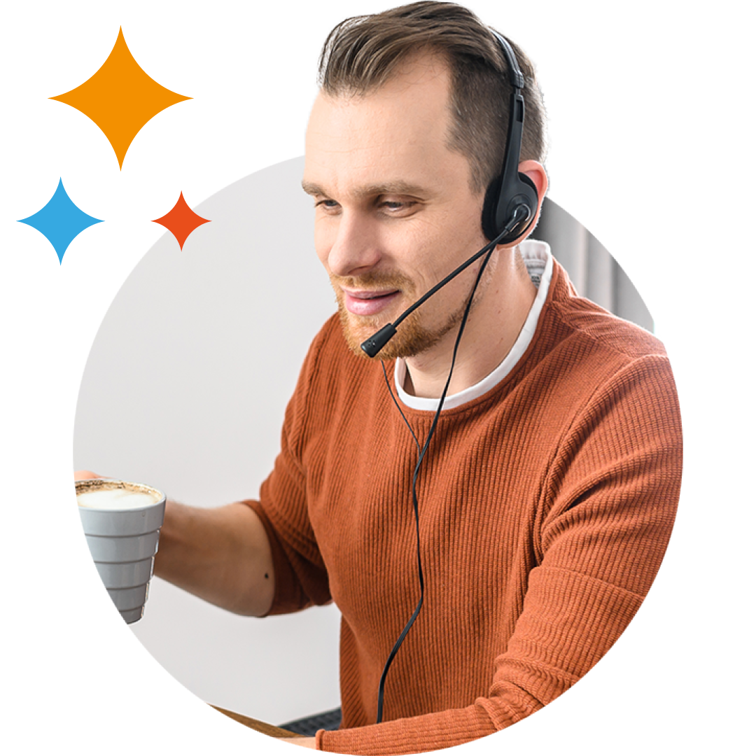 Image of a remote worker on a virtual meeting