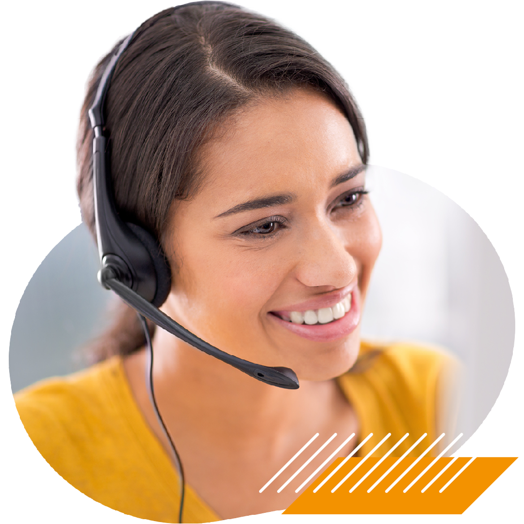 Image of a smiling IT support professional talking on a headset