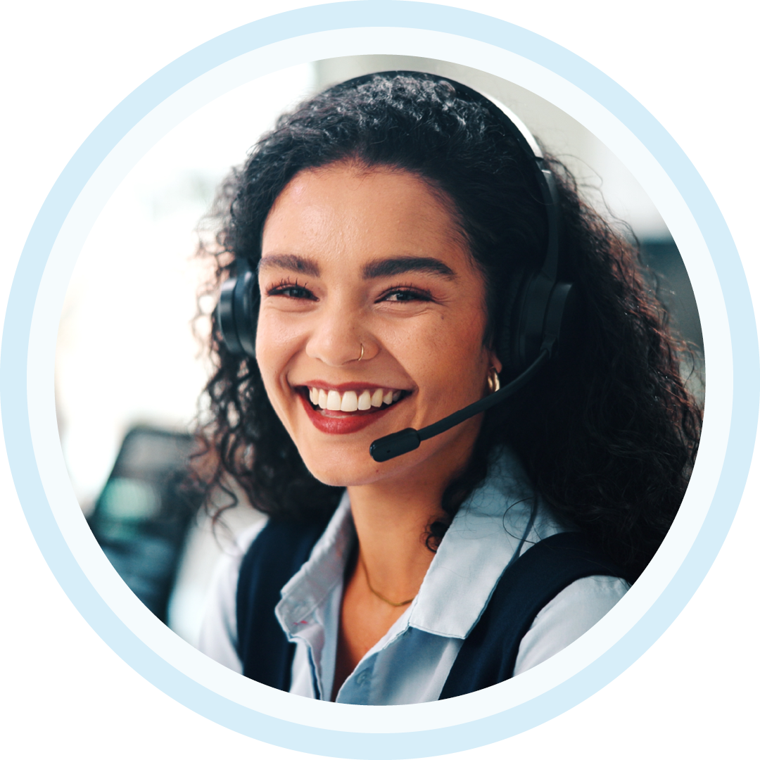 Woman smiling with headset