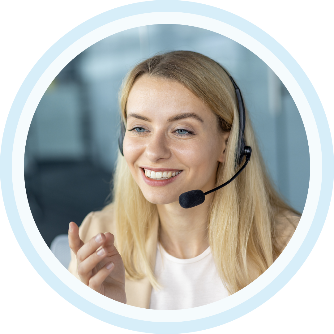 Woman smiling with headset on