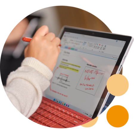 Image of a student working on a Microsoft Surface