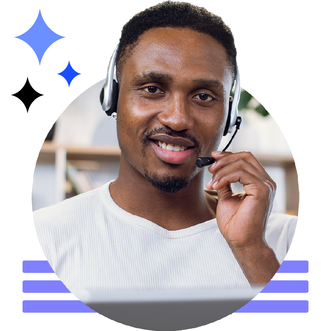 Image of an IT support professional talking on a headset