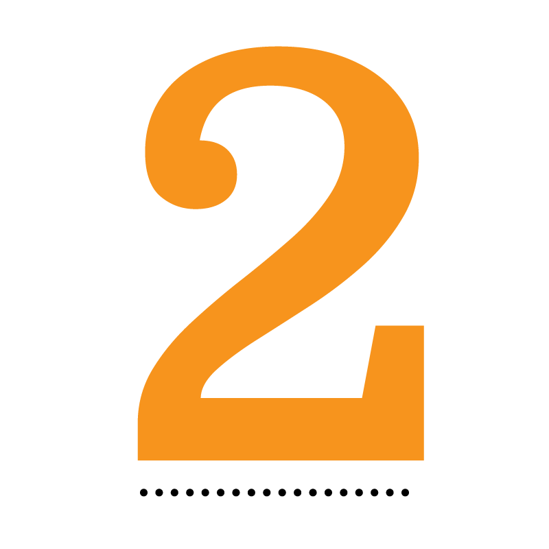 Orange icon of the number two