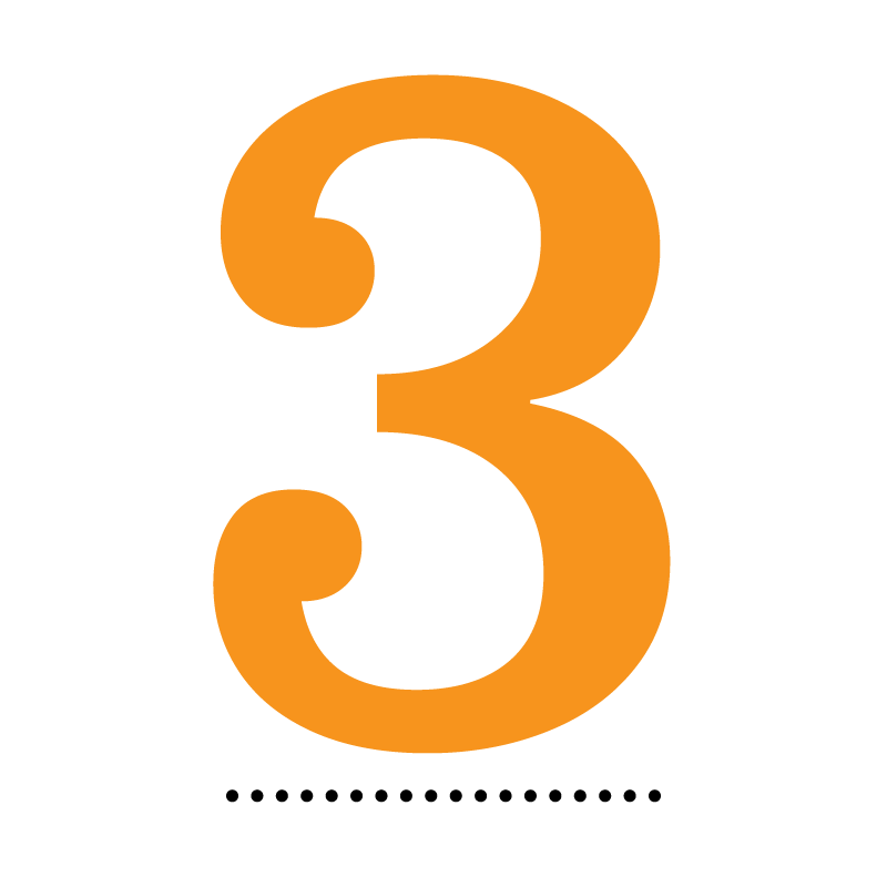 Orange icon of the number three