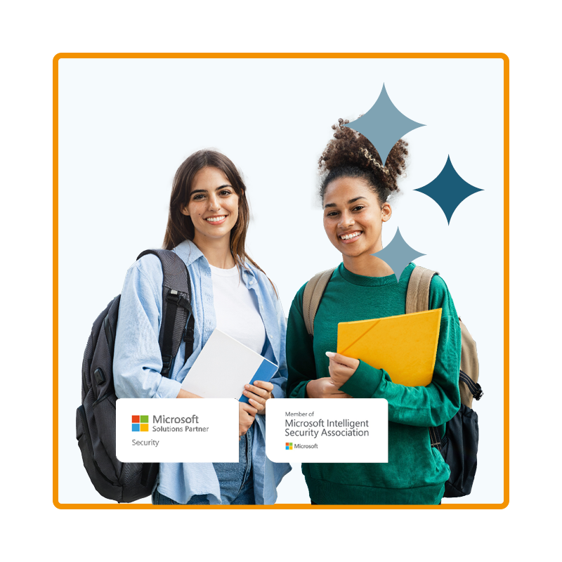 Two students holding their workbook folders