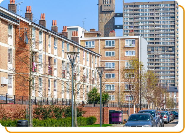 Image of a block of houses in the UK