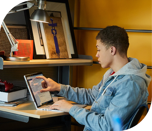 Image of a student working on a Microsoft Surface