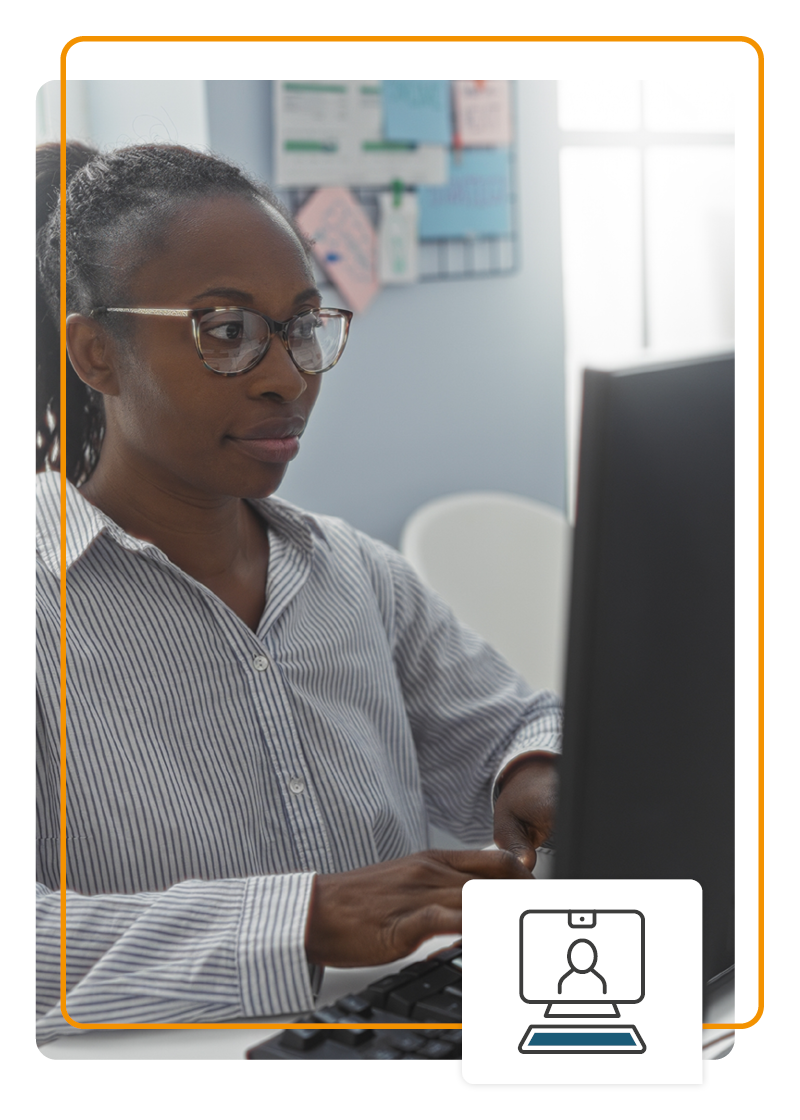Women using a desktop computer