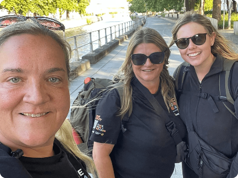 Image of three Race for a Reason racers travelling