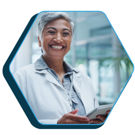 Smiling lady in healthcare uniform