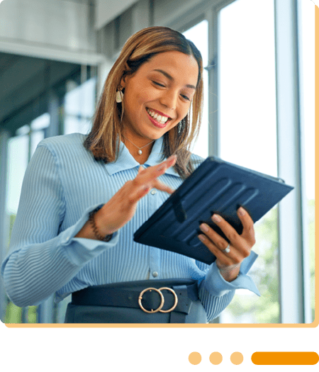 Image of a business professional working on a tablet