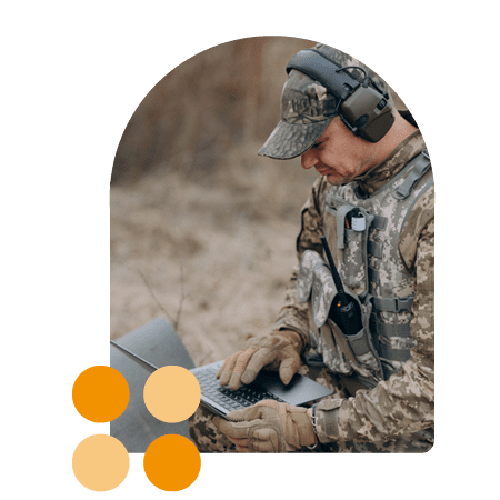 Army man with laptop