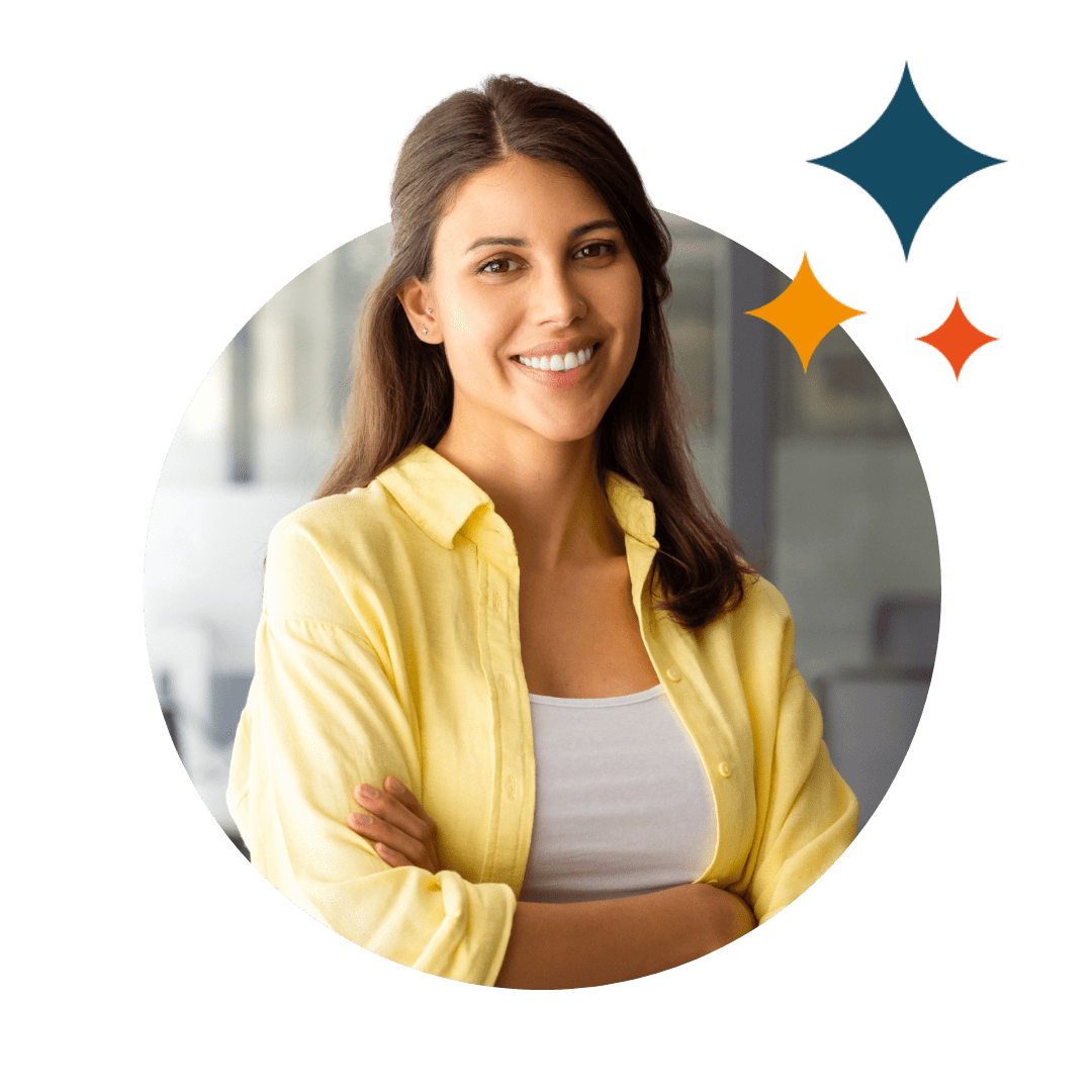 woman in yellow shirt smiling