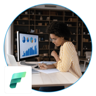 Image of a business professional analysing data on a computing
