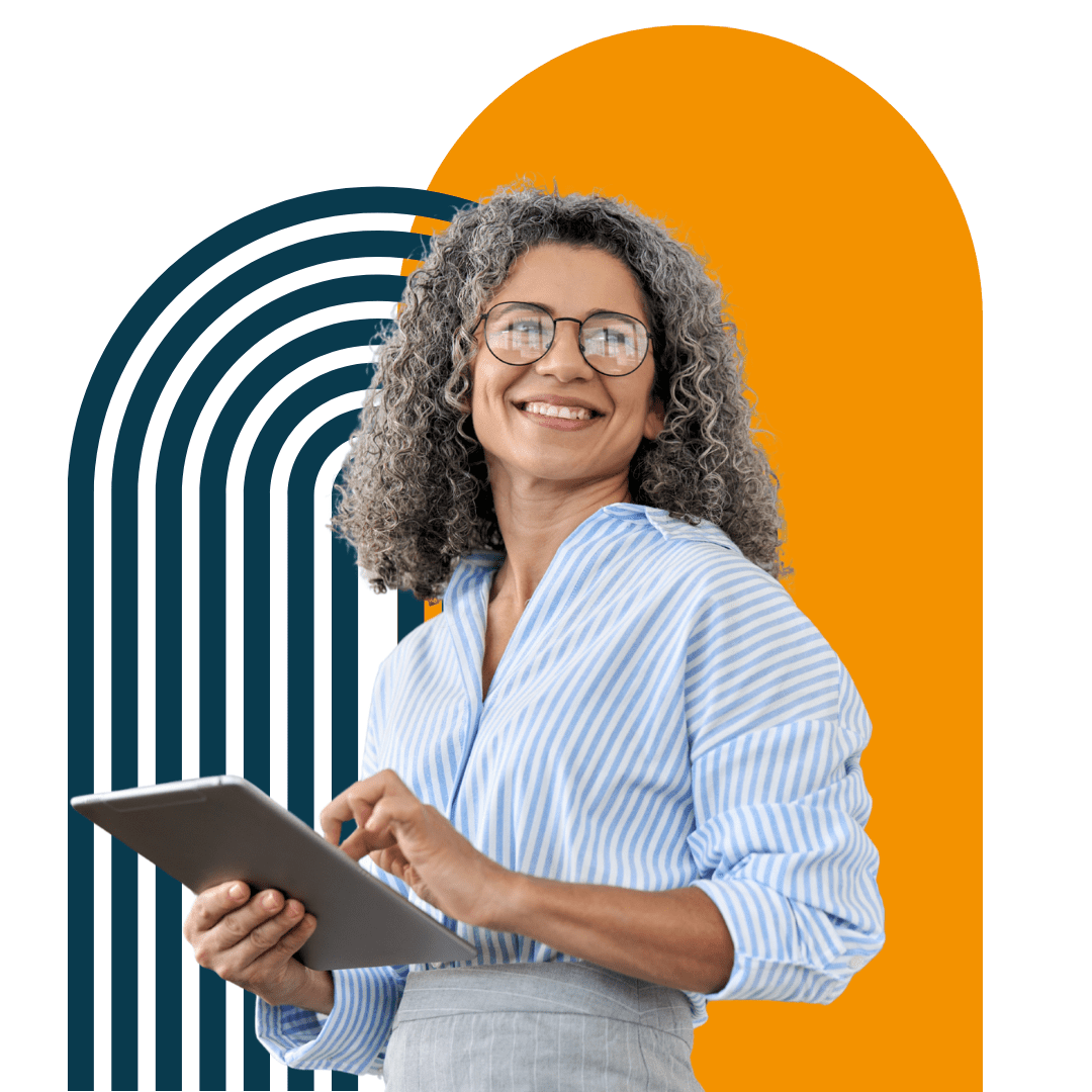 Woman looking at tablet
