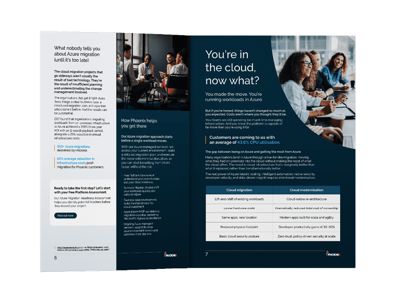 Digital render of our eBook "Your Azure journey starts here" showing internal pages