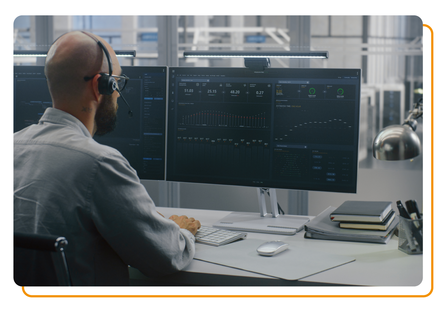 Man sat at computer doing managed services