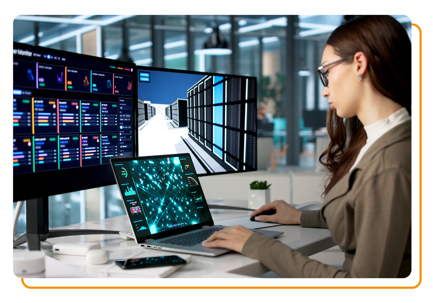 Data and analytics person sat at desk