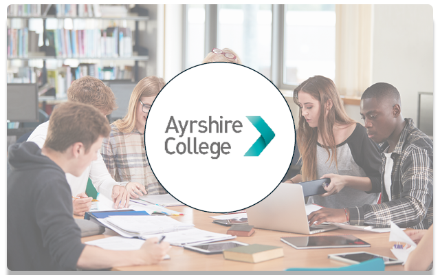 Image of a UK college lesson with Ayrshire College logo over the top