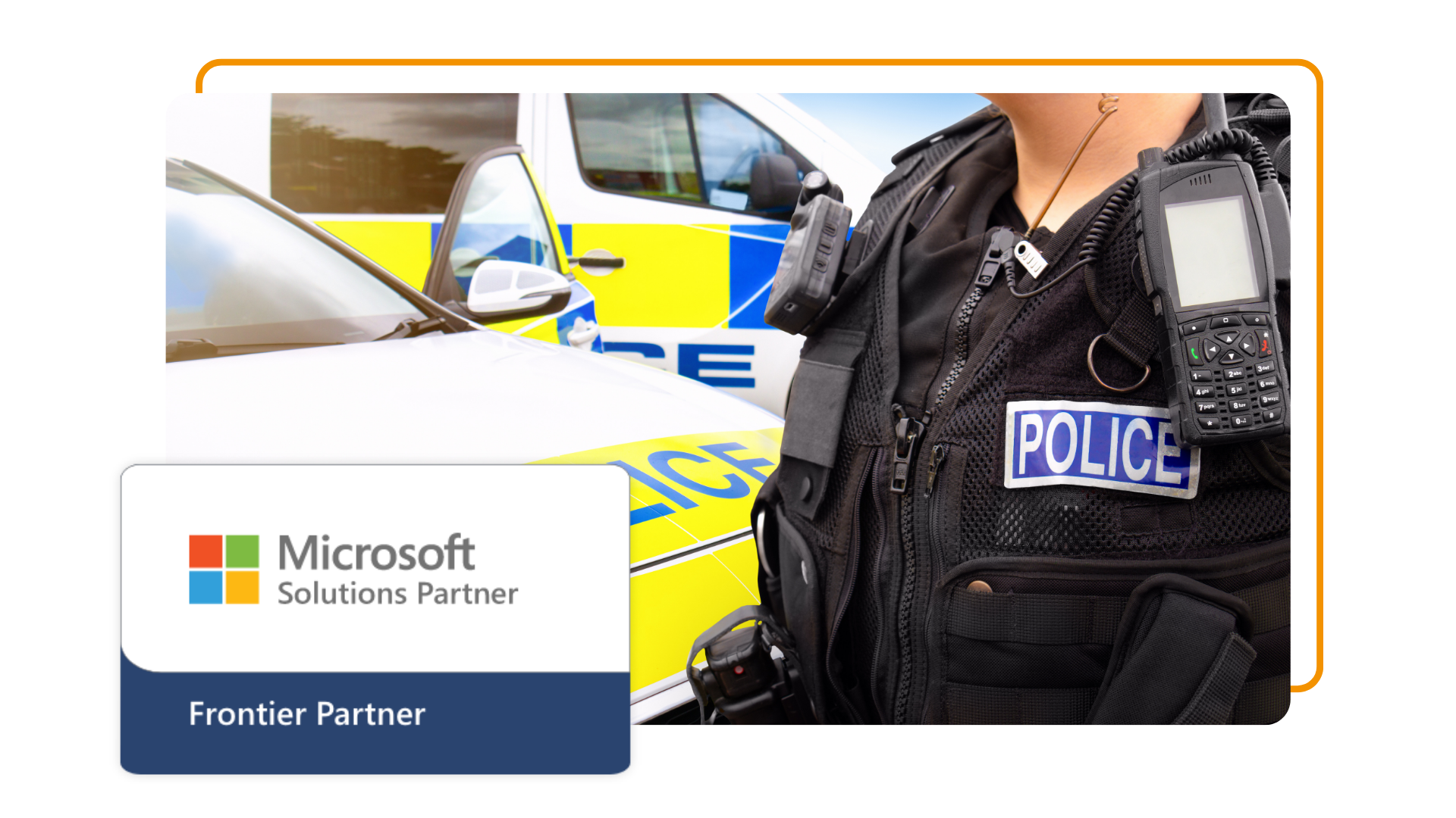 Microsoft frontier partner logo on top of police image