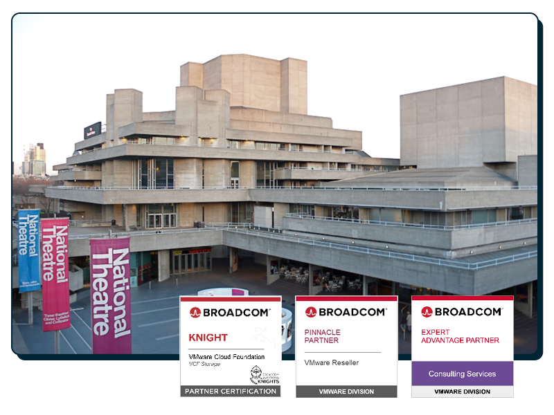 Image of the National Theatre with our VMware partner logos