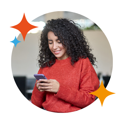Business woman looking at device